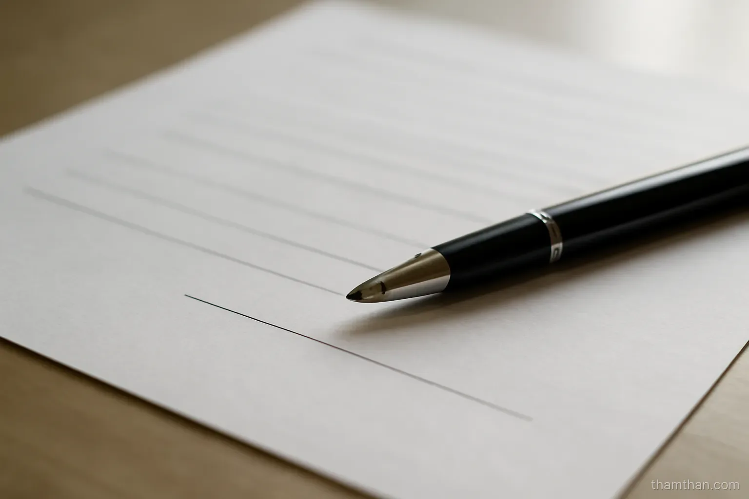 a pen resting on the final page of a form with a signature line left empty